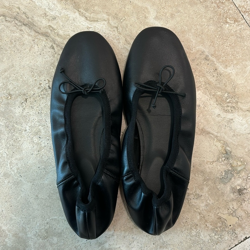 Mango leather ballet flats